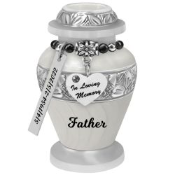 White Swirl Keepsake Urn - Love Charms® Option - Engraving Option