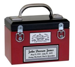 Toolbox Red Keepsake Urn - Free Crossed Wrenches or Hammers Plate