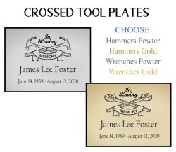 Crossed Tool Name Plates For Cremation Urns