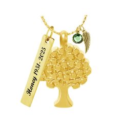 Tree of Life Gold Jewelry Urn - Free Chain - Love Charms® Option