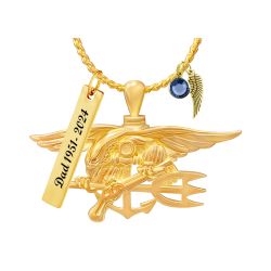 Navy Seal Trident Gold Cremation Jewelry Urn - Love Charms® Option