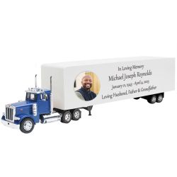 Trailer Cremation Urn & Peterbilt 379 Blue Truck Décor