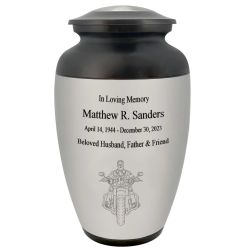 Road Warrior Biker Motorcycle Cremation Urn - Tribute Wreath™ - Pro Personalization - Burial Vault Option
