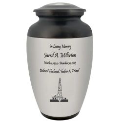 Oil Derrick Adult Cremation Urn - Large Oil Industry Urn - Tribute Wreath™ - Pro Personalization - Burial Vault Option