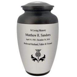 Scottish Thistle Adult Cremation Urn - Scotland Memorial - Tribute Wreath™ - Pro Personalization - Burial Vault Option