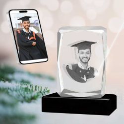 3D Crystal Large Ultra Faceted Photo - Engraving & Light Base Options