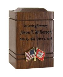 Unity USA & Coast Guard Flags Walnut Keepsake Urn