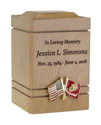 Unity USA & Marine Corp Flags Cherry Keepsake Urn