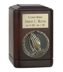 Praying Hands Wood Keepsake Urn
