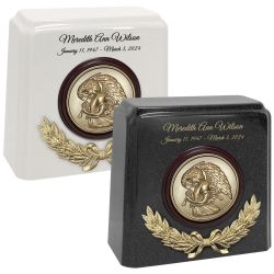 Wreath of an Angel Granite Cremation Urn - Choose White or Gray