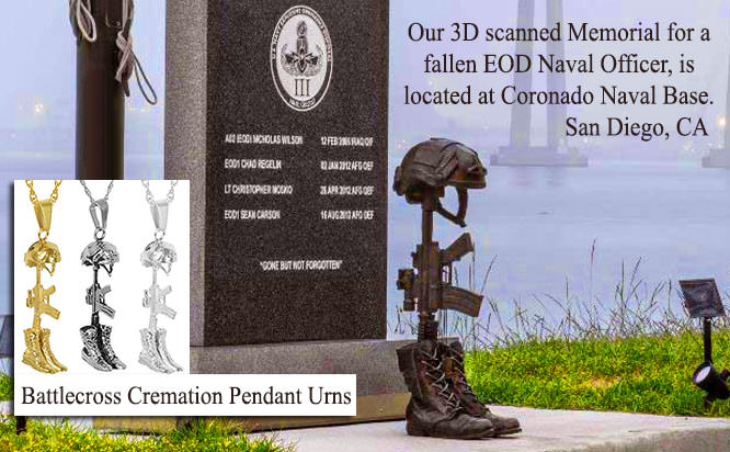 Battlecross Memorial & Ash Pendant Urns