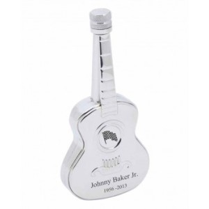 Silver guitar keepsake urn.