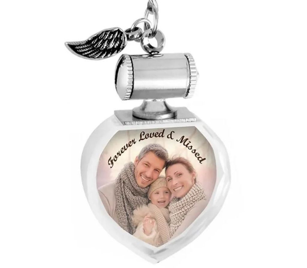Crystal Heart Photo Keychain.