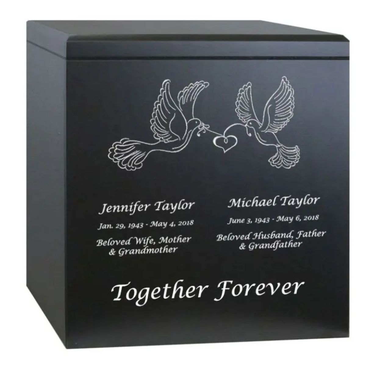 The Love Doves Companion Wood Urn is a beautifully handmade urn of alder wood