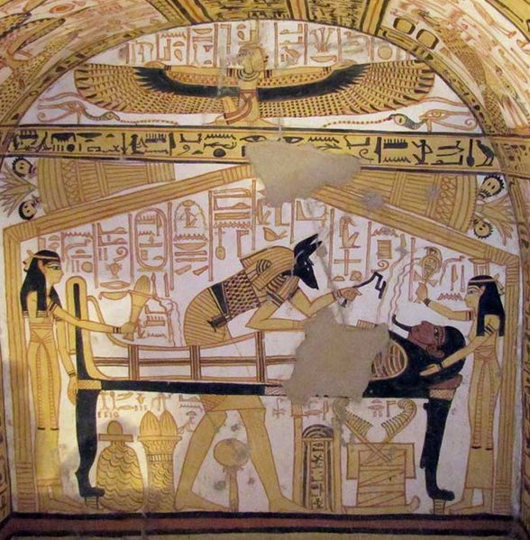 Ancient Egyptian mummification depiction.