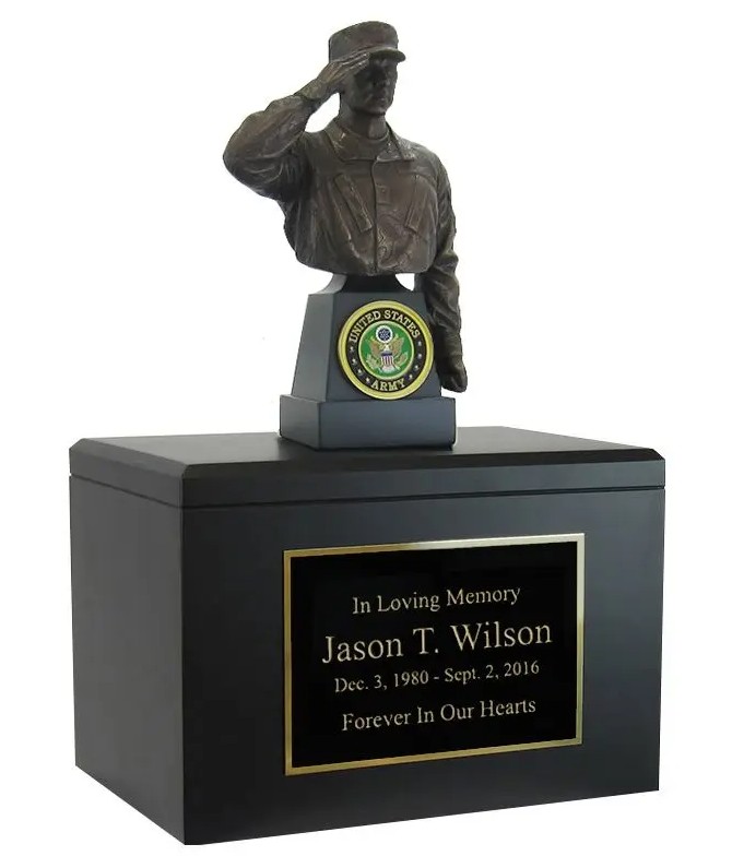 The Army Specialist Adult Urn, handmade from popular wood in the U.S.A.