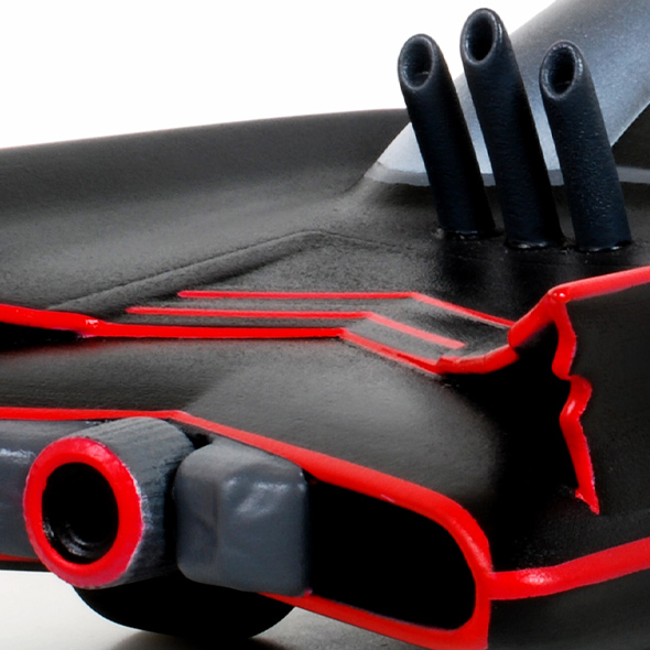 A close-up showing the back of the 3D-printed car.
