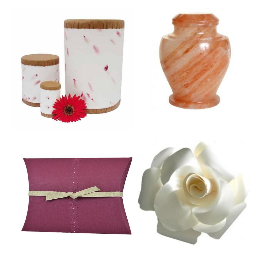 Biodegradable cremation urns.