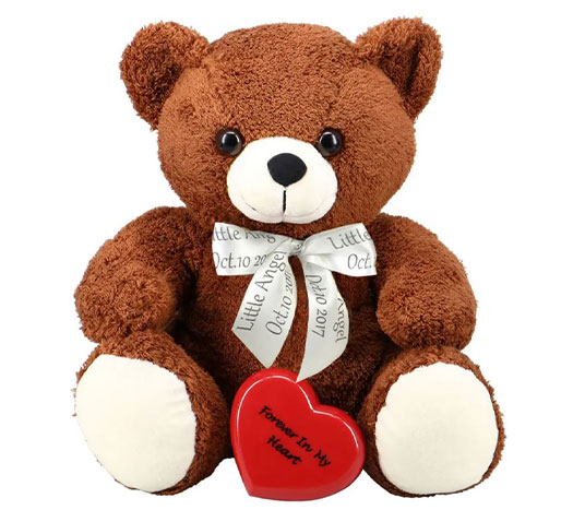 Forever Brown Hug Me Bear Heart Keepsake Urn.