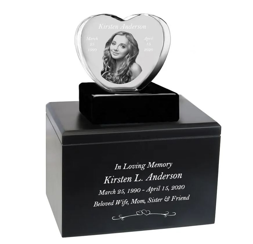 Memorial Crystal Heart Urn.