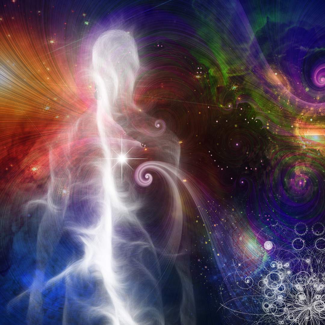 A cosmic-like illustration in the outline of a person.