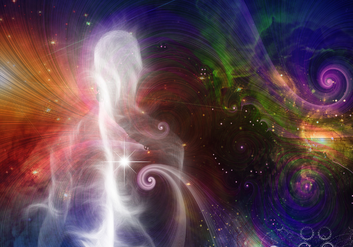 A cosmic-like illustration in the outline of a person.