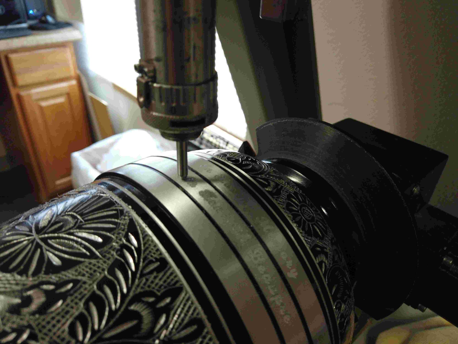 Diamond drag engraving.