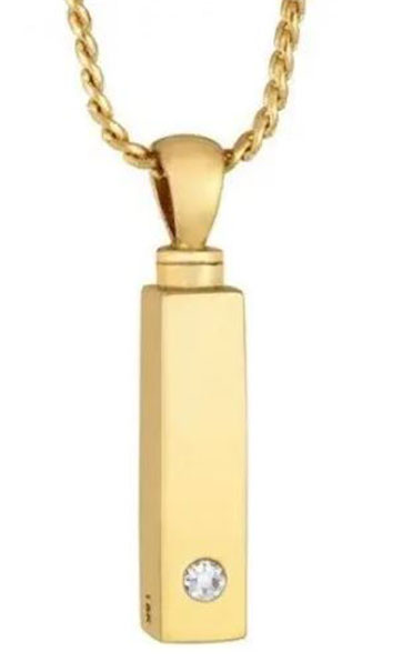 Gold Bar Crystal 10KT or 14KT Gold Cremation Jewelry Urn.
