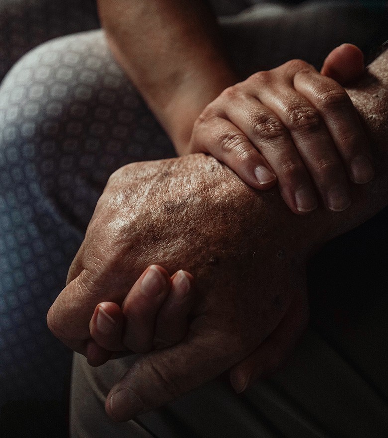 Holding hands.