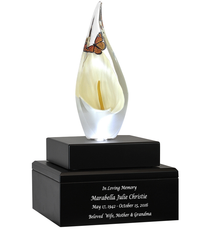 Butterfly flower Wood Cremation urn.