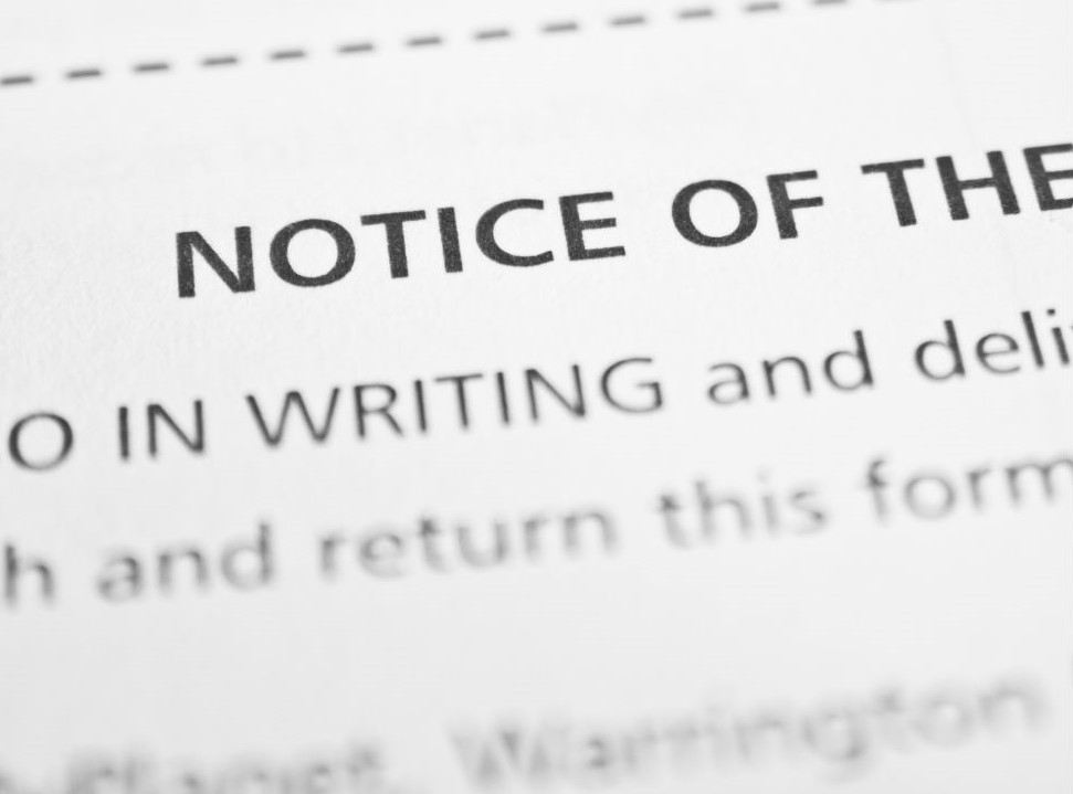Notice of the.