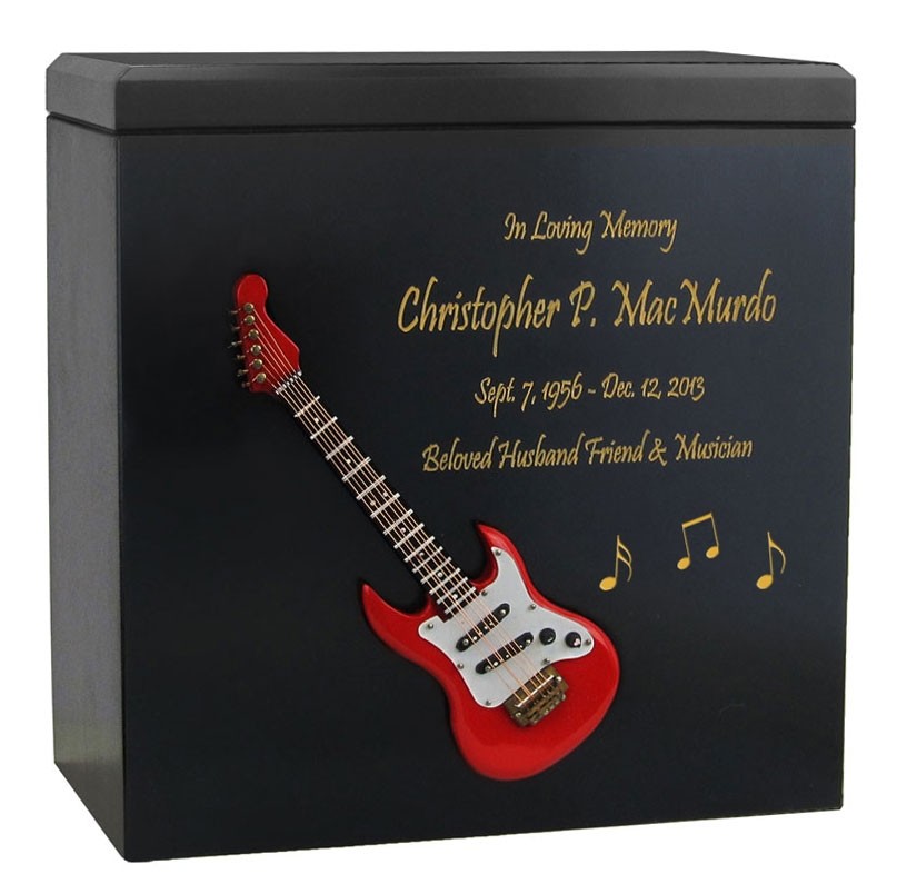 Electric Guitar wood cremation urn.