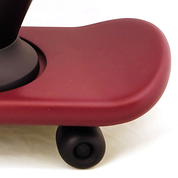 A close-up of the 3D-printed skateboard urn base in use.