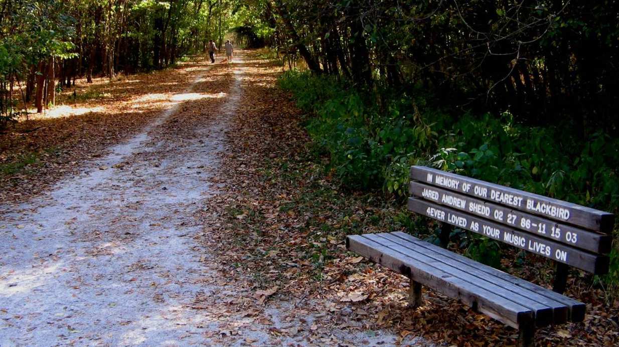 Park bench memorial.