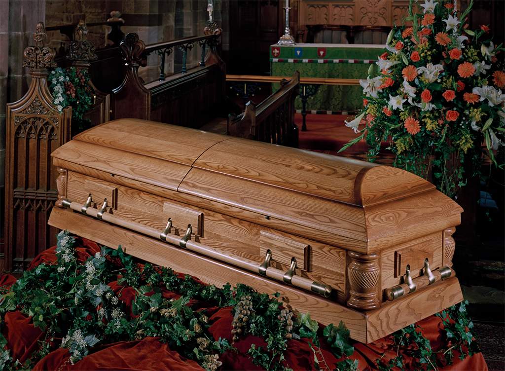 Traditional wooden casket.